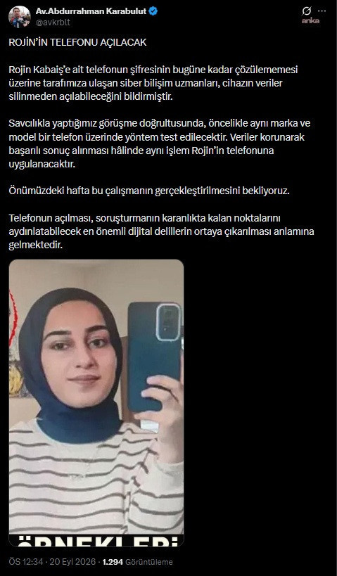 Rojin Kabiş soruşturmasında sır perdesini aralayacak gelişme - Resim : 1