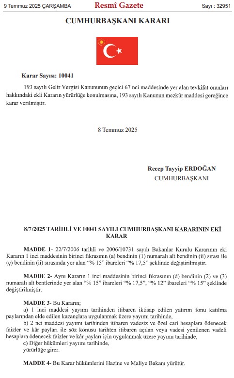 Mevduat faizinden alınan vergi artırıldı - Resim : 1