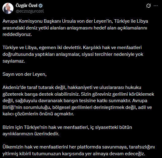 Özgür Özel'den Avrupa Komisyonu Başkanının savaş tehdidi açıklamasına sert tepki - Resim : 1