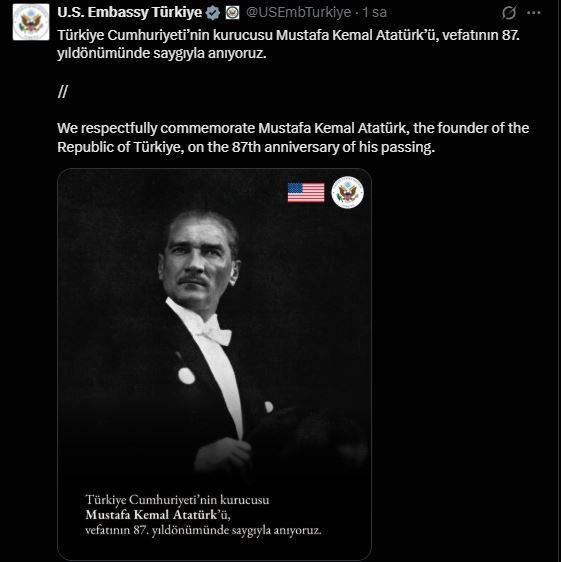 Türkiye'deki büyükelçilerden Atatürk ve 10 Kasım mesajları - Resim : 2