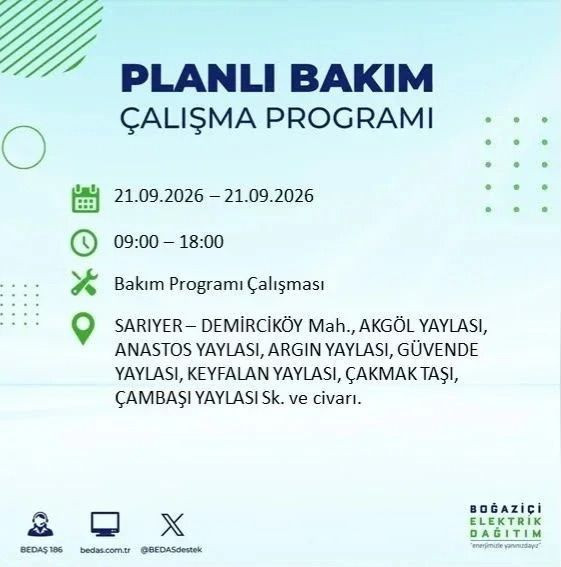 İstanbul’da birçok ilçe karanlıkta kalacak (21 Eylül 2026) BEDAŞ duyurdu - Resim: 15