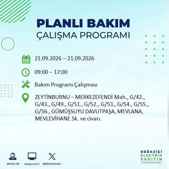 İstanbul’da birçok ilçe karanlıkta kalacak (21 Eylül 2026) BEDAŞ duyurdu - Resim: 5