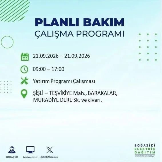 İstanbul’da birçok ilçe karanlıkta kalacak (21 Eylül 2026) BEDAŞ duyurdu - Resim: 6
