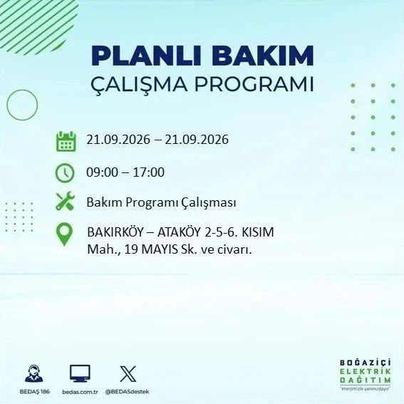 İstanbul’da birçok ilçe karanlıkta kalacak (21 Eylül 2026) BEDAŞ duyurdu - Resim: 21