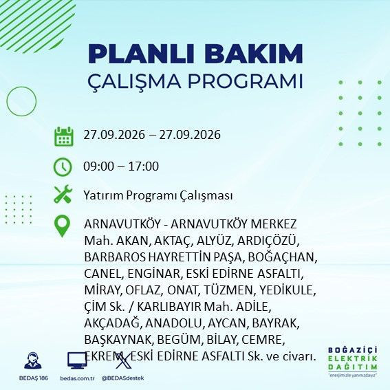 27 Eylül İstanbul’da 13 ilçede elektrik kesintisi. BEDAŞ duyurdu - Resim: 27