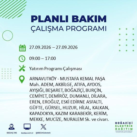 27 Eylül İstanbul’da 13 ilçede elektrik kesintisi. BEDAŞ duyurdu - Resim: 25