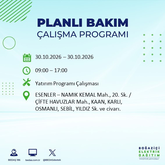 Yarın gece başlayıp 8 saat sürecek. İstanbul'un 12 ilçesinde elektrikler kesilecek - Resim : 7
