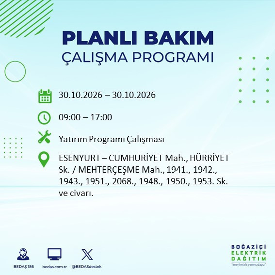 Yarın gece başlayıp 8 saat sürecek. İstanbul'un 12 ilçesinde elektrikler kesilecek - Resim : 8
