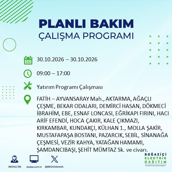 Yarın gece başlayıp 8 saat sürecek. İstanbul'un 12 ilçesinde elektrikler kesilecek - Resim : 9