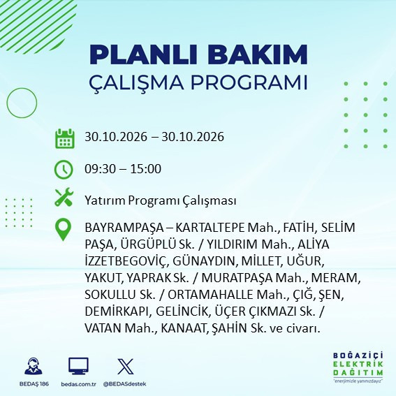 Yarın gece başlayıp 8 saat sürecek. İstanbul'un 12 ilçesinde elektrikler kesilecek - Resim : 4