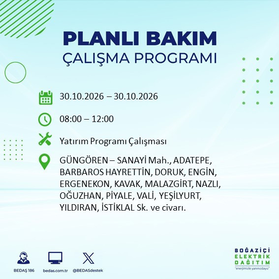 Yarın gece başlayıp 8 saat sürecek. İstanbul'un 12 ilçesinde elektrikler kesilecek - Resim : 12