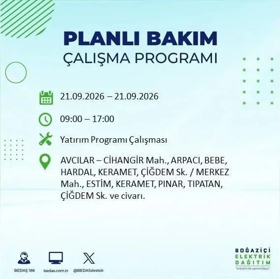 İstanbul’da birçok ilçe karanlıkta kalacak (21 Eylül 2026) BEDAŞ duyurdu - Resim: 17