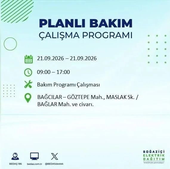İstanbul’da birçok ilçe karanlıkta kalacak (21 Eylül 2026) BEDAŞ duyurdu - Resim: 19