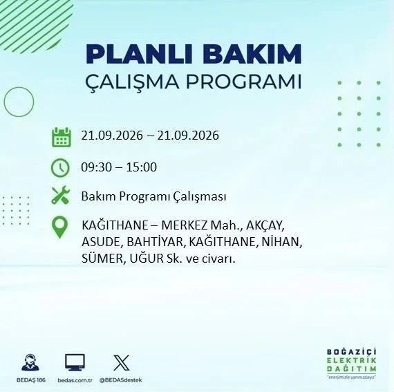 İstanbul’da birçok ilçe karanlıkta kalacak (21 Eylül 2026) BEDAŞ duyurdu - Resim: 9