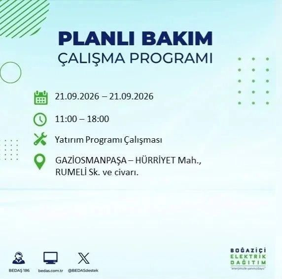 İstanbul’da birçok ilçe karanlıkta kalacak (21 Eylül 2026) BEDAŞ duyurdu - Resim: 11