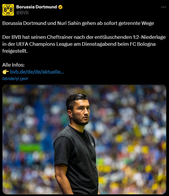 Korkulan oldu: Dortmund, Nuri Şahin'i kovdu - Resim : 1