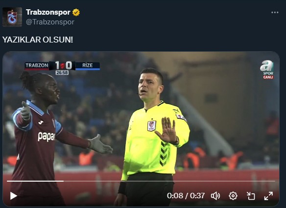 Trabzonspor'dan penaltı tepkisi: 'Yazıklar olsun!' - Resim : 1