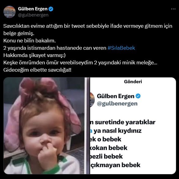 Gülben Ergen, Sıla bebek paylaşımı nedeniyle savcılığa çağrıldı - Resim : 1