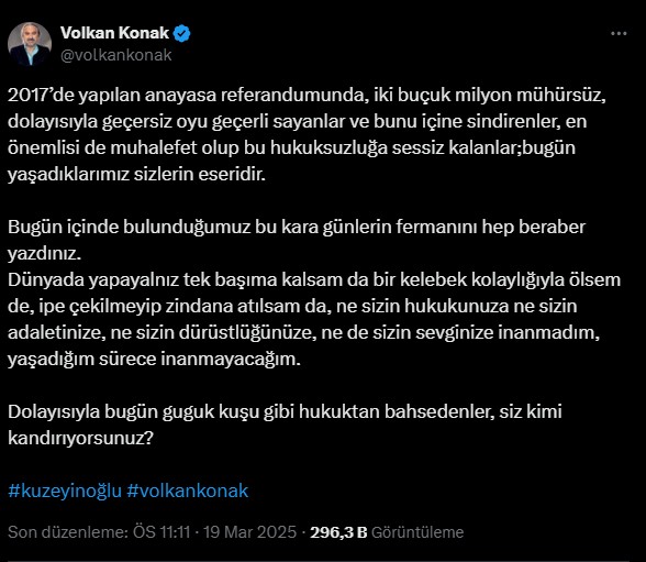 Volkan Konak'tan İmamoğlu'na operasyon tepkisi - Resim : 1