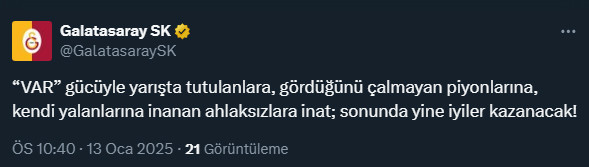 Galatasaray'ın paylaşımına Fenerbahçe'den yanıt: Sosyal medyada kapıştılar - Resim : 1
