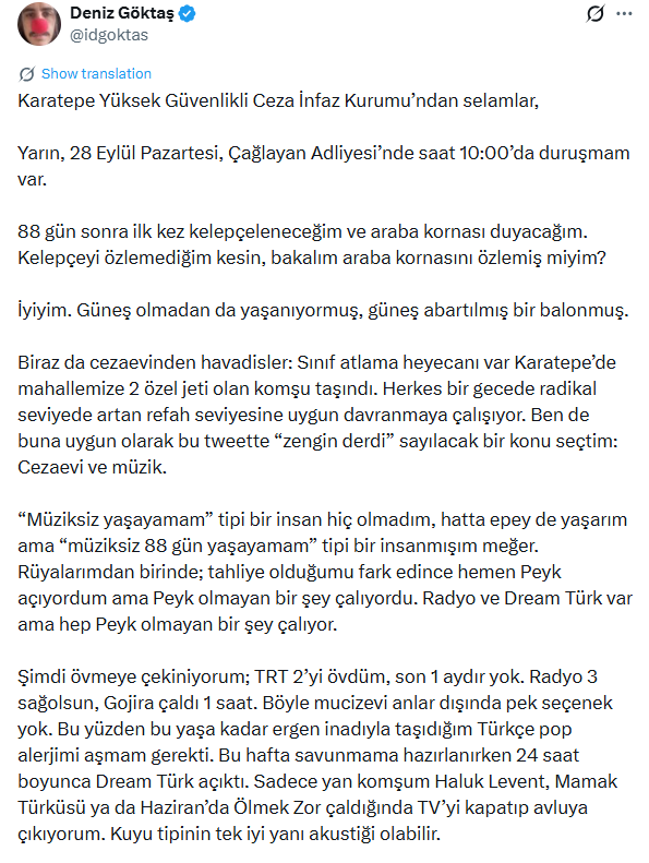 Deniz Göktaş'tan duruşma öncesi sıra dışı mesaj. "Güler misin ağlar mısın" dedirtti - Resim : 6