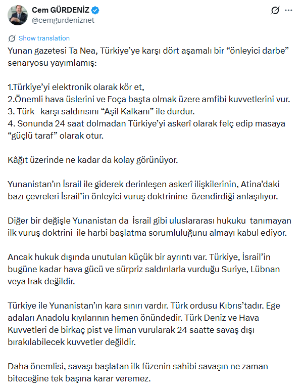 Yunan basınındaki 24 saatlik Türkiye senaryosuna Cem Gürdeniz'den “Aşil Kalkanı” değerlendirmesi - Resim : 6