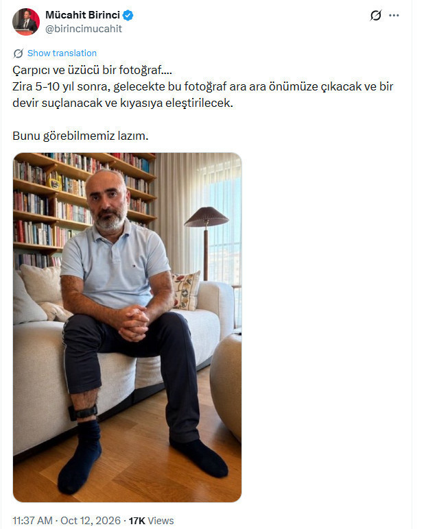 AKP'li Mücahit Birinci İsmail Saymaz'ın bacağı kelepçeli fotoğrafını paylaştı. Önemli bir mesaj verdi - Resim : 2
