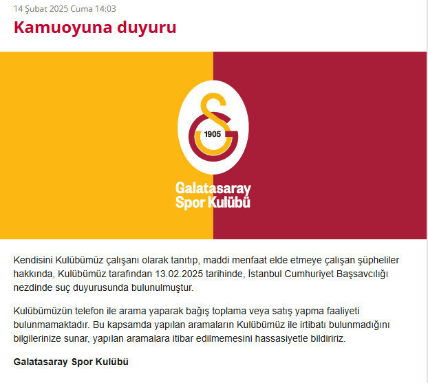 Galatasaray’dan dolandırıcılara karşı suç duyurusu: Taraftarlara uyarı - Resim : 1