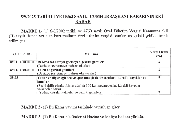 Yat ve teknelere ÖTV geldi - Resim : 1