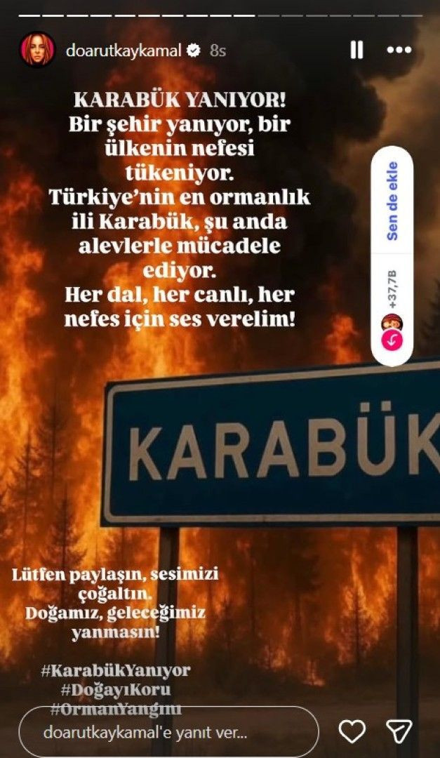 Orman yangınları yüreklere ateş düşürdü: Ünlü isimlerden yangın paylaşımı - Resim: 15