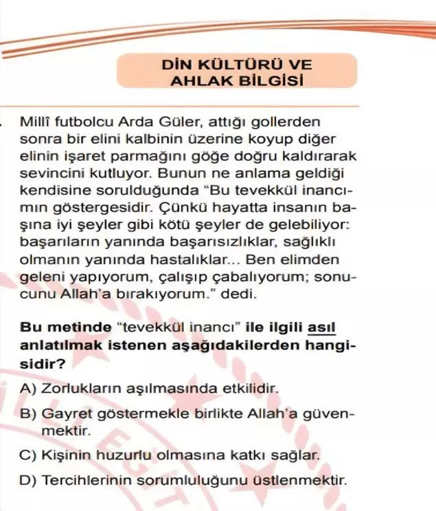 LGS'de dikkat çeken Arda Güler ayrıntısı: Din sorusu gündem oldu - Resim : 1
