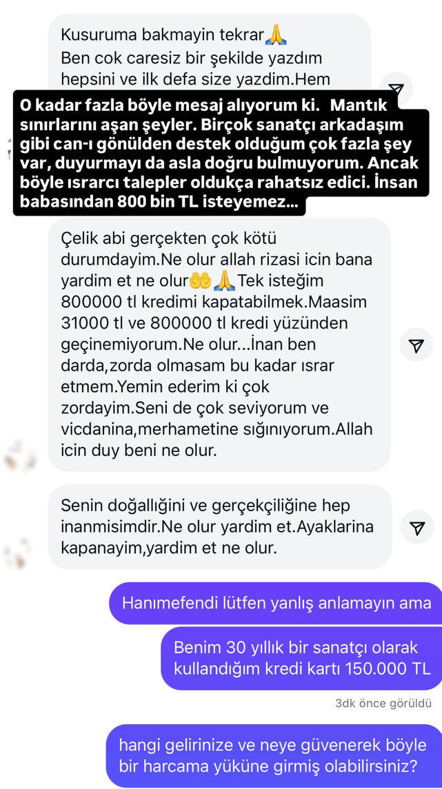 Çelik kendisinden para isteyeni ifşa etti: "Babasından isteyemez" - Resim : 1