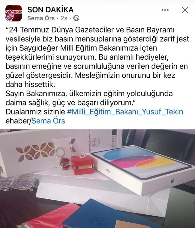 Bakan Tekin’den gazetecilere tartışılacak hediye - Resim : 1