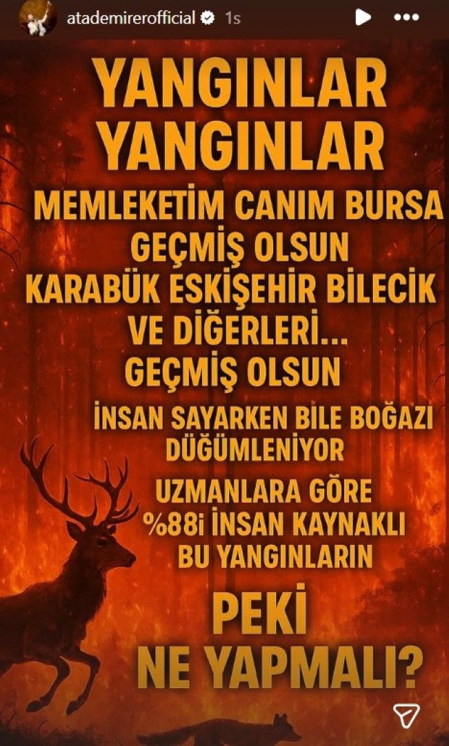 Orman yangınları yüreklere ateş düşürdü: Ünlü isimlerden yangın paylaşımı - Resim: 1