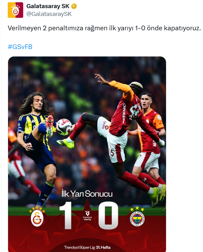 Galatasaray'dan devre arası hakem paylaşımı: 2 penaltımız verilmedi! - Resim : 1