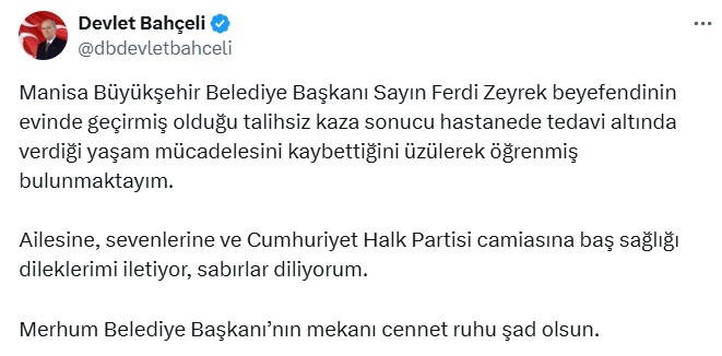 Siyasilerden Ferdi Zeyrek için taziye mesajları - Resim: 6