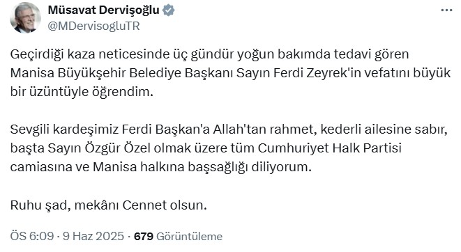 Siyasilerden Ferdi Zeyrek için taziye mesajları - Resim: 11
