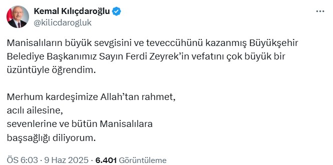 Siyasilerden Ferdi Zeyrek için taziye mesajları - Resim: 5