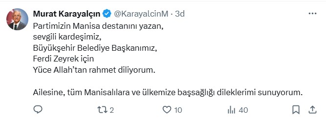 Siyasilerden Ferdi Zeyrek için taziye mesajları - Resim: 9