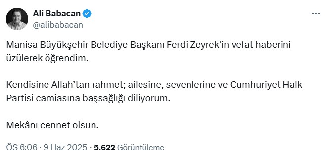 Siyasilerden Ferdi Zeyrek için taziye mesajları - Resim: 13