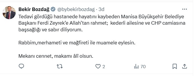 Siyasilerden Ferdi Zeyrek için taziye mesajları - Resim: 10
