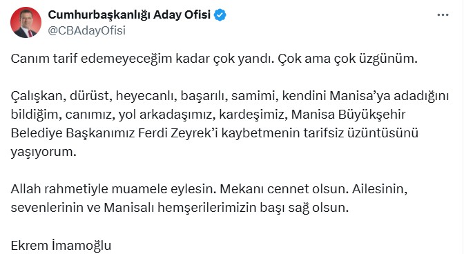 Siyasilerden Ferdi Zeyrek için taziye mesajları - Resim: 3