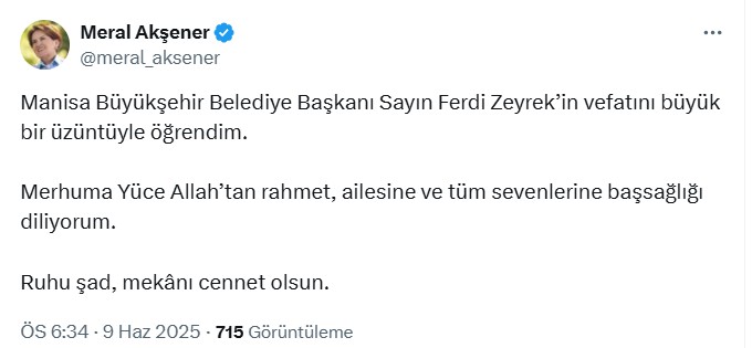 Siyasilerden Ferdi Zeyrek için taziye mesajları - Resim: 14