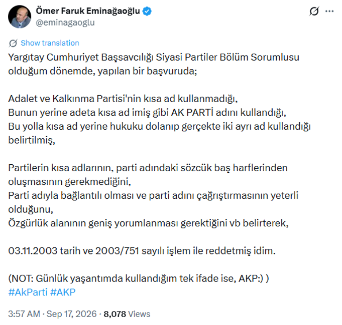 AKP'nin ismi i&ccedil;in de Yargıtay'a başvuru yapılmış. Kimsenin bilmediği detay - Resim : 5