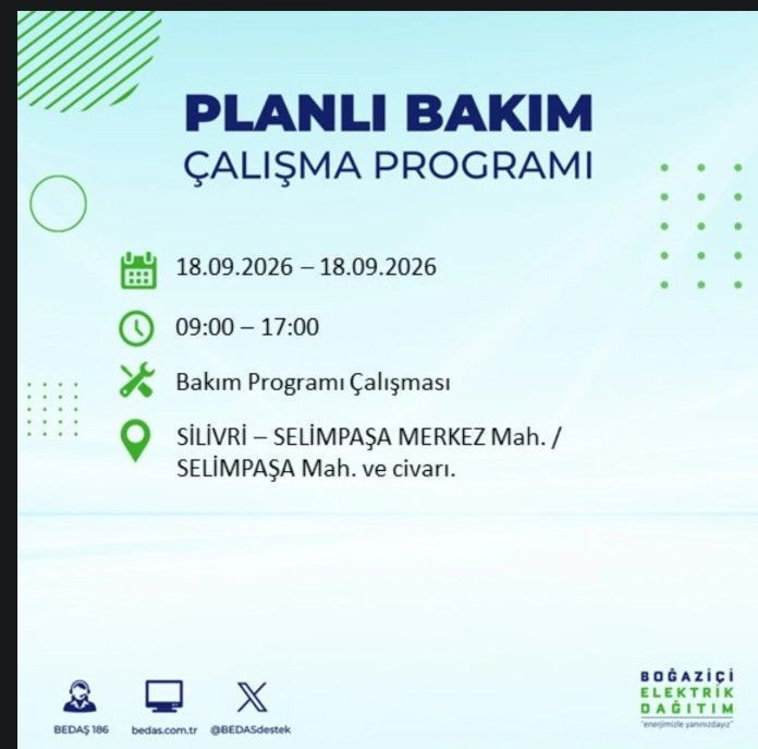 İstanbul’da bugün birçok ilçe karanlıkta kalacak (18 Eylül 2026) BEDAŞ ve AYEDAŞ duyurdu - Resim: 49