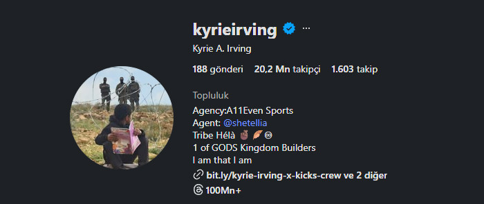 Kyrie Irving'den Filistin'e destek: Profil fotoğrafını değiştirdi - Resim : 1