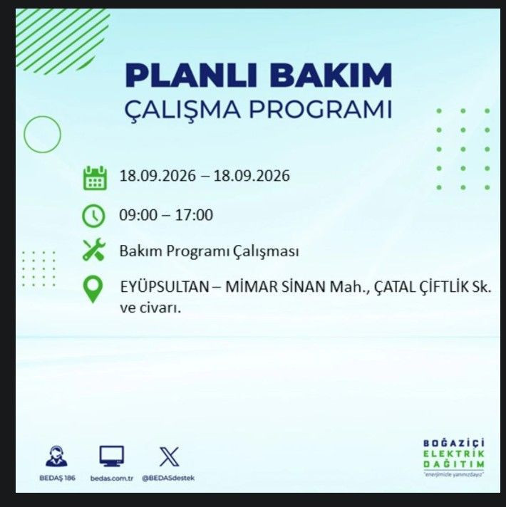 İstanbul’da bugün birçok ilçe karanlıkta kalacak (18 Eylül 2026) BEDAŞ ve AYEDAŞ duyurdu - Resim: 31