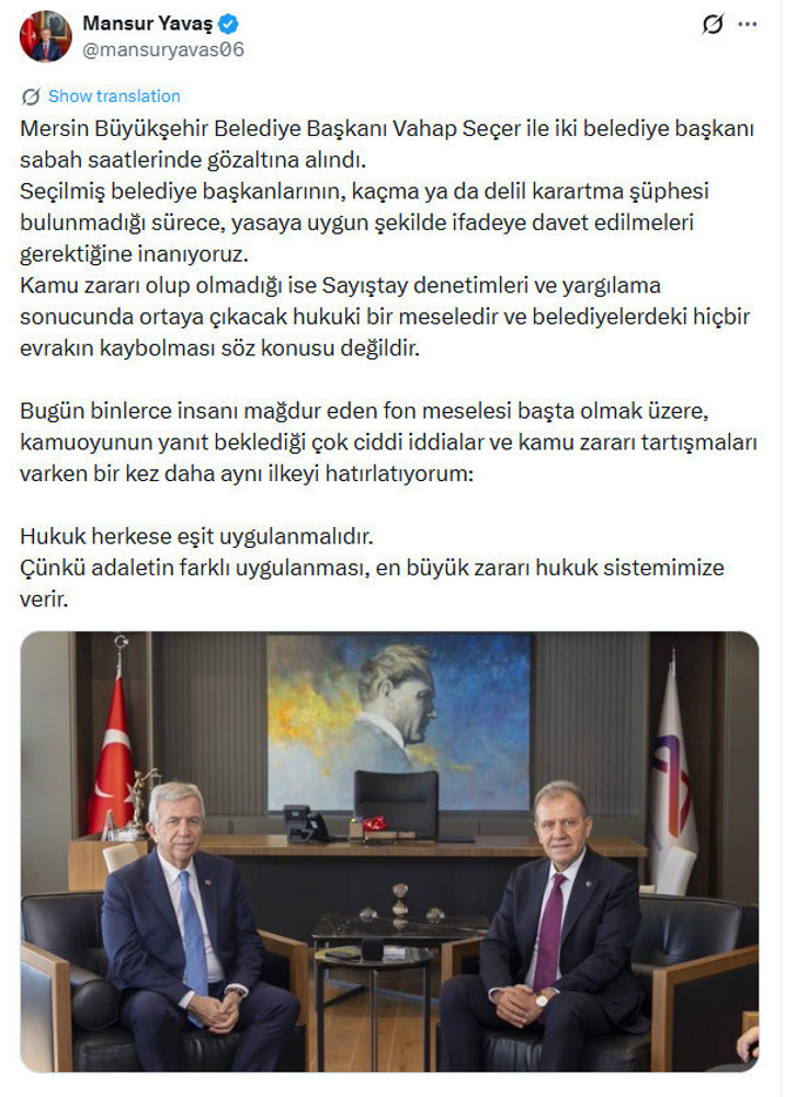 Vahap Seçer'in gözaltına alınması ilk tepki Mansur Yavaş'tan geldi - Resim : 3