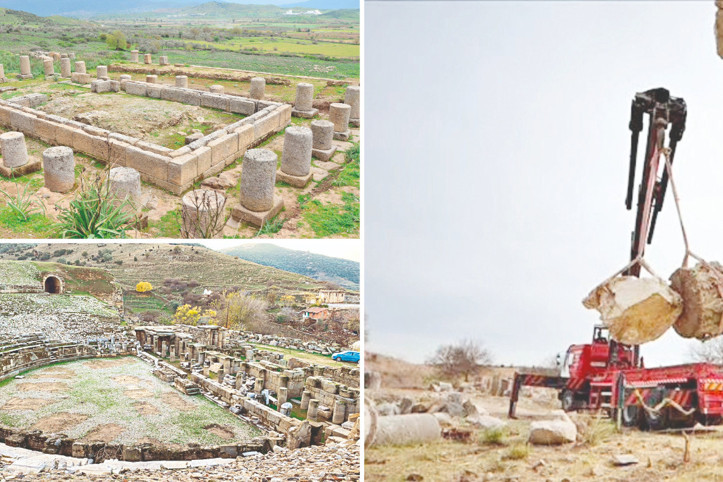 Yol uğruna antik kente kepçeyle daldılar