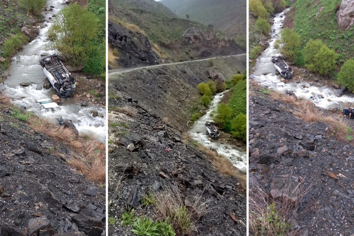 İşçileri taşıyan minibüs dereye devrildi: Ölü ve yaralılar var